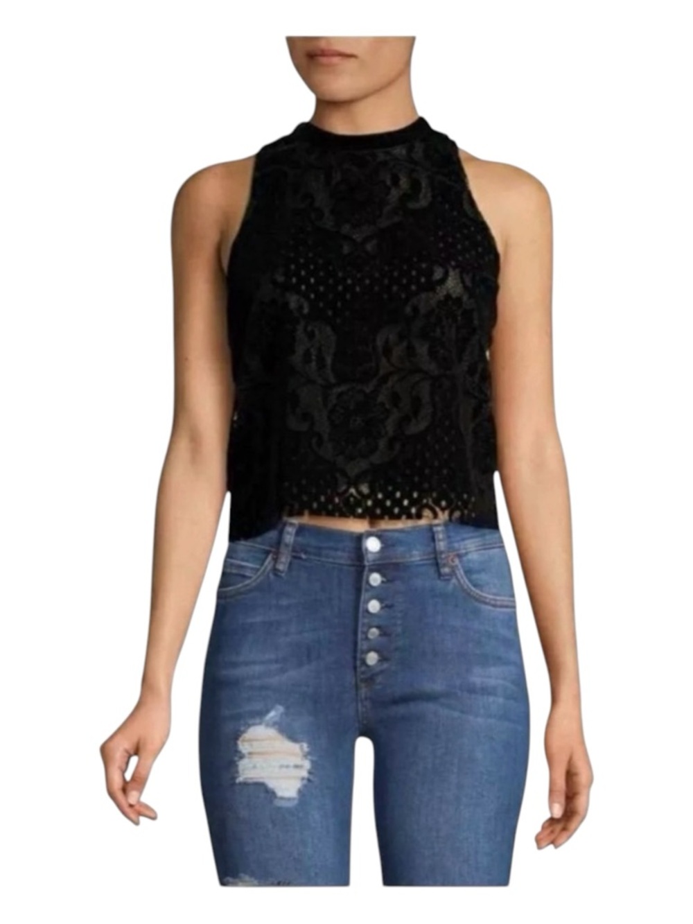 FREE PEOPLE Luxe Walk This Way Velveteen
Top, Size L.